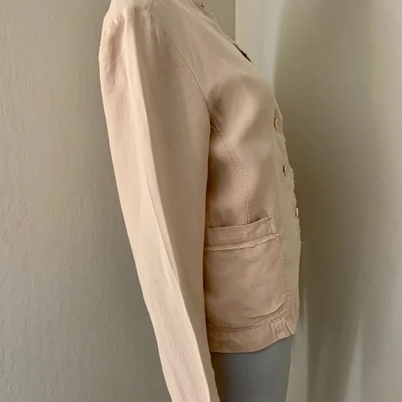 EILEEN FISHER 100% Linen Blazer Beige Blush Lightweight Button Front Size XS - Picture 10 of 16